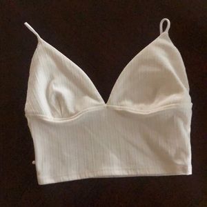 Zara v-neck ribbed white top